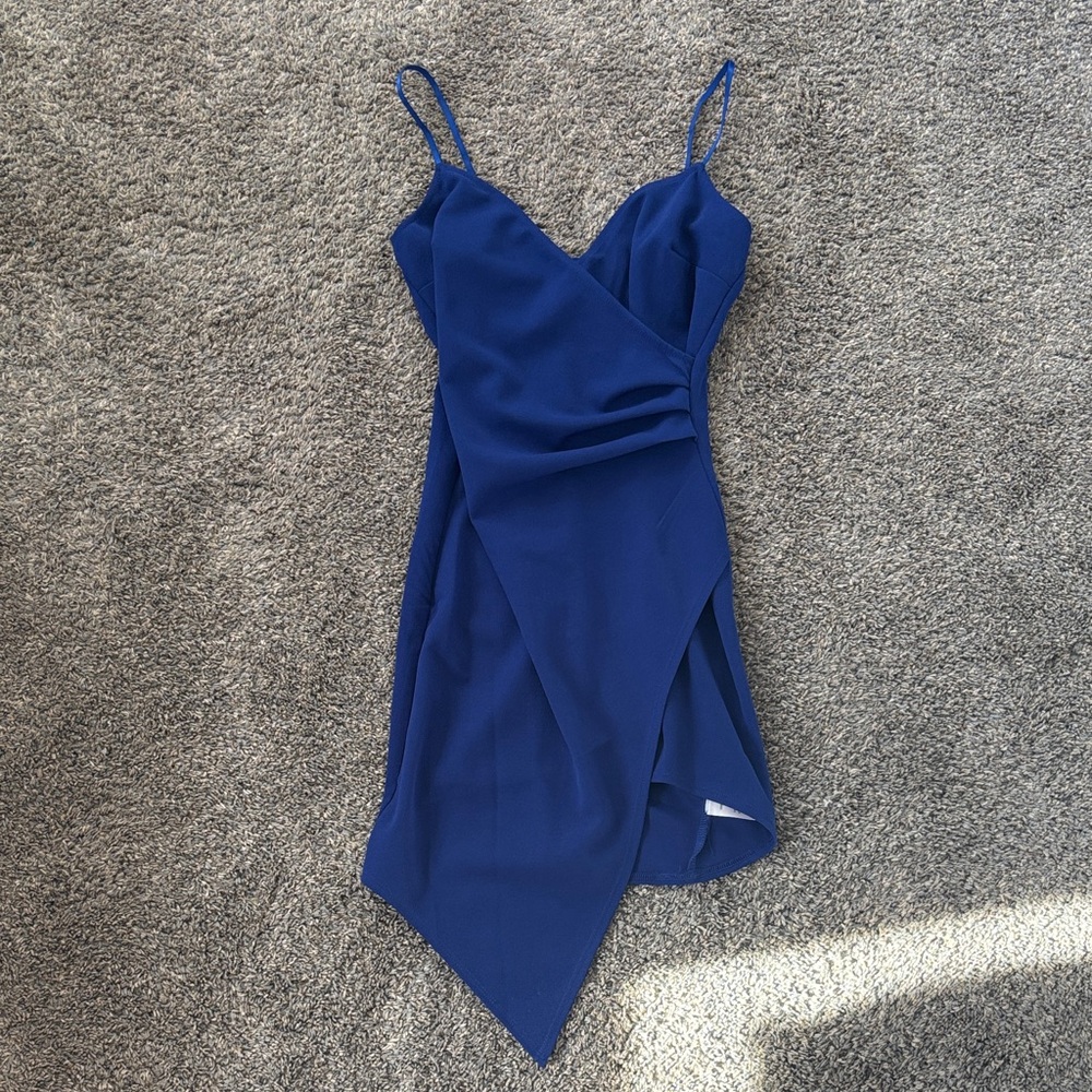 Elegant Blue Women's Wrap Dress